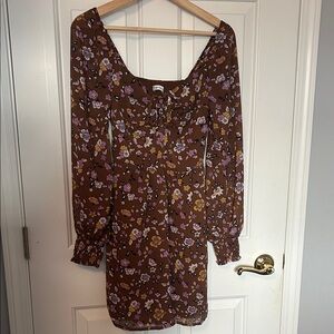 Hollister Floral Brown Dress small
